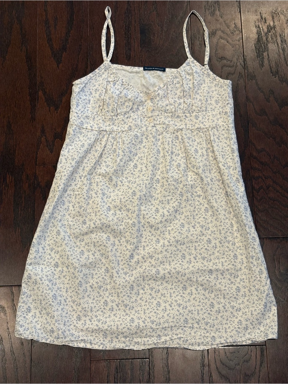Brandy Melville Women's Cream & Grey Floral Tie Back Sun Dress One Size OS
